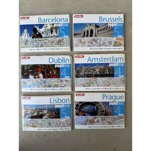 6 PopOut Map Europe Foldable Pocket Maps Travel, Tourist Map Berlitz